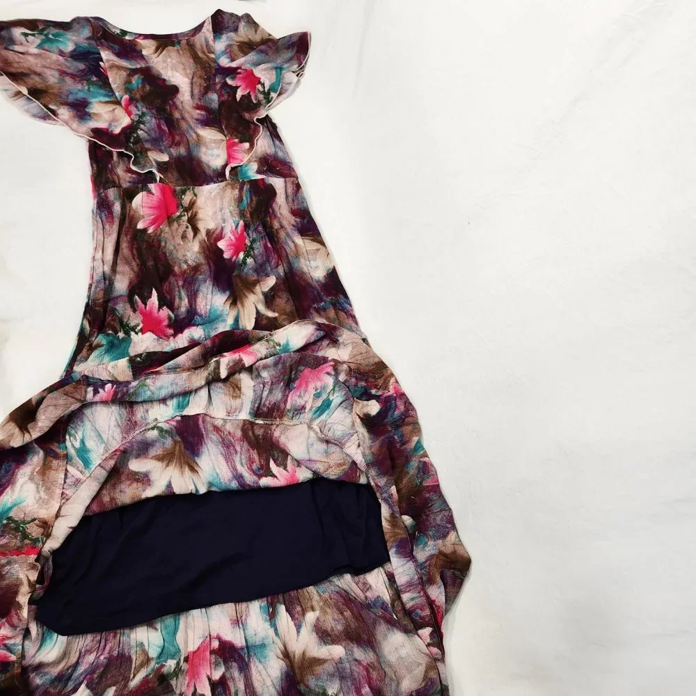 Tall Medium SOFT SURROUNDINGS Italian Dreams Tiered Dark Floral Maxi Dress. - Picture 7 of 16